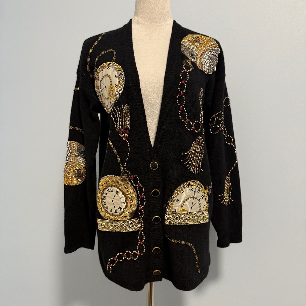 Marisa Christina Collection‎ embroidered Black Cardigan Size M
